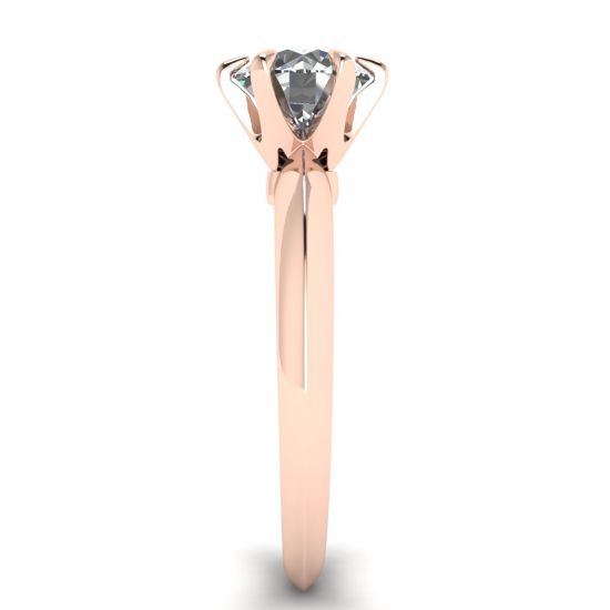 Runder 6-Krappen-Diamant-Verlobungsring aus Roségold,  Bild vergrößern 3