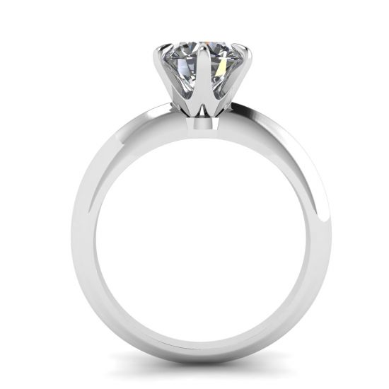 Runder Diamant-Verlobungsring mit 6 Zinken aus Weißgold, More Image 0