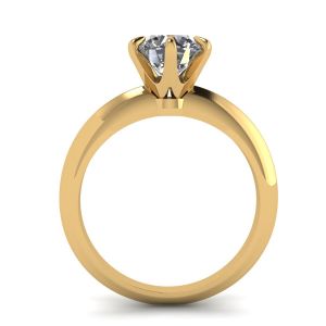 Runder Diamant-Verlobungsring mit 6 Zinken aus Gelbgold - Foto 1