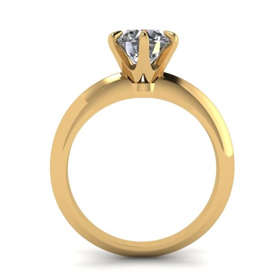 Runder Diamant-Verlobungsring mit 6 Zinken aus Gelbgold,  Bild vergrößern 2