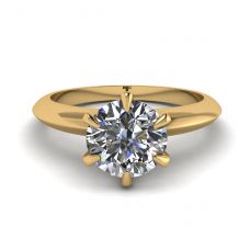 Runder Diamant-Verlobungsring mit 6 Zinken aus Gelbgold