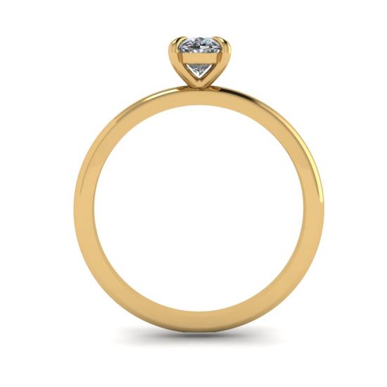 Klassischer ovaler Diamant-Solitärring aus Gelbgold, More Image 0