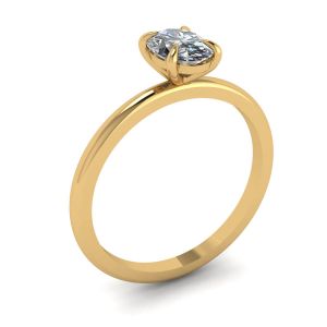 Klassischer ovaler Diamant-Solitärring aus Gelbgold - Foto 3