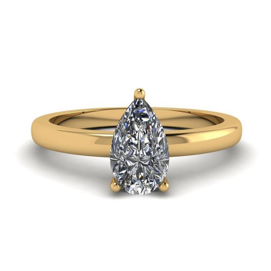 Klassischer Birnen-Diamant-Solitärring aus Gelbgold, Bild 1