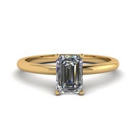 Diamantring im Smaragdschliff, Gelbgold