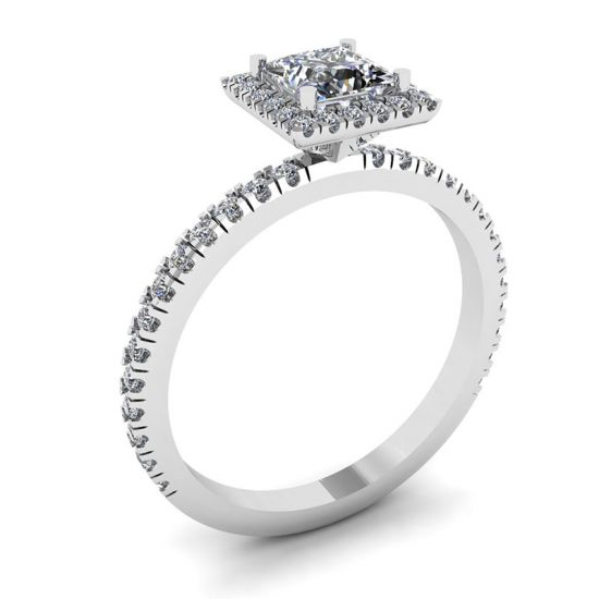 Verlobungsring mit schwebendem Halo-Diamant im Prinzessschliff,  Bild vergrößern 4