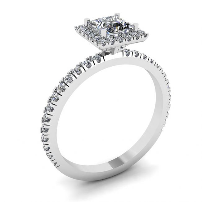 Verlobungsring mit schwebendem Halo-Diamant im Prinzessschliff - Foto 3