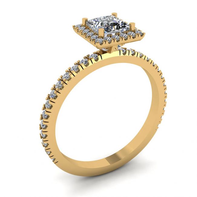 Verlobungsring mit schwebendem Halo-Diamant im Prinzessschliff aus Gelbgold - Foto 3