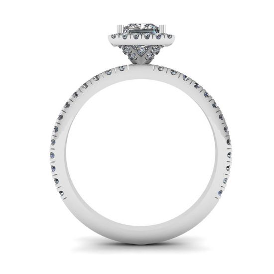 Verlobungsring mit schwebendem Halo-Diamant im Prinzessschliff, More Image 0