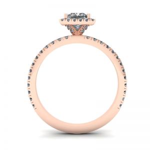 Verlobungsring mit schwebendem Halo-Diamant im Prinzessschliff aus Roségold - Foto 1