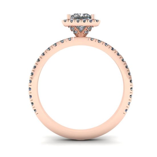 Verlobungsring mit schwebendem Halo-Diamant im Prinzessschliff aus Roségold,  Bild vergrößern 2