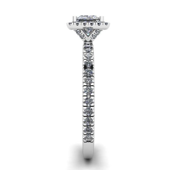 Verlobungsring mit schwebendem Halo-Diamant im Prinzessschliff,  Bild vergrößern 3