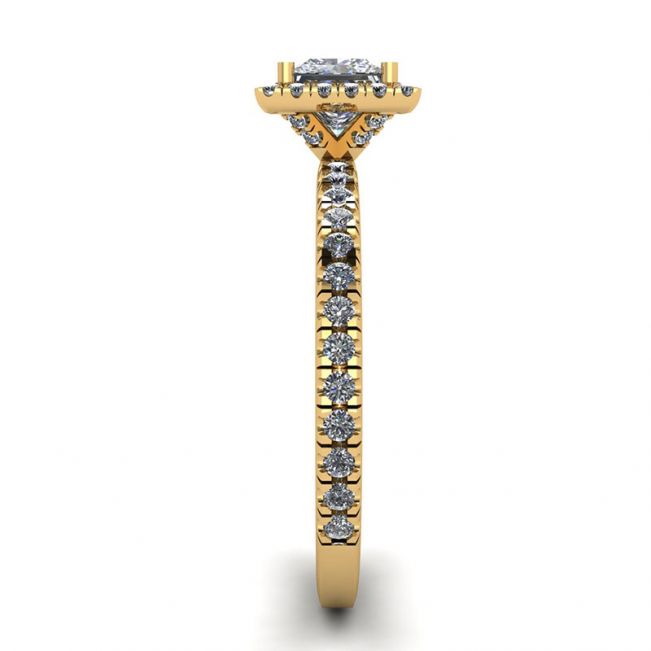 Verlobungsring mit schwebendem Halo-Diamant im Prinzessschliff aus Gelbgold - Foto 2