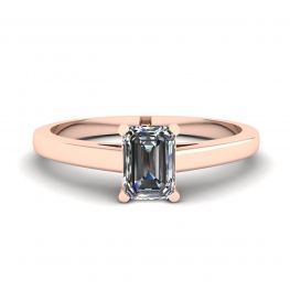 Klassischer Diamant-Solitärring im Smaragdschliff aus Roségold