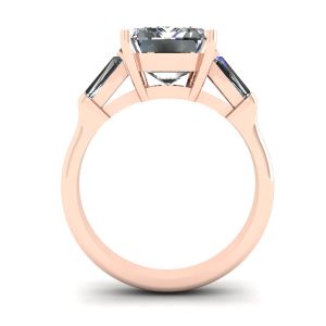 Drei-Stein-Verlobungsring aus Smaragd und Baguette-Diamant aus Roségold - Foto 1
