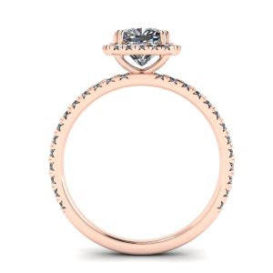 Kissen-Diamant-Halo-Verlobungsring aus Roségold - Foto 1