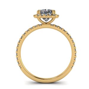 Kissen-Diamant-Halo-Verlobungsring aus Gelbgold - Foto 1