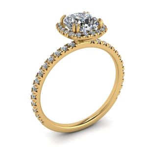 Kissen-Diamant-Halo-Verlobungsring aus Gelbgold - Foto 3