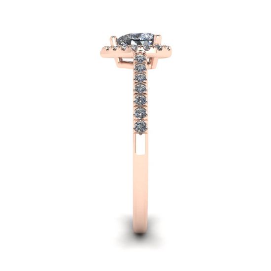 Herz-Diamant-Halo-Verlobungsring aus Roségold,  Bild vergrößern 3