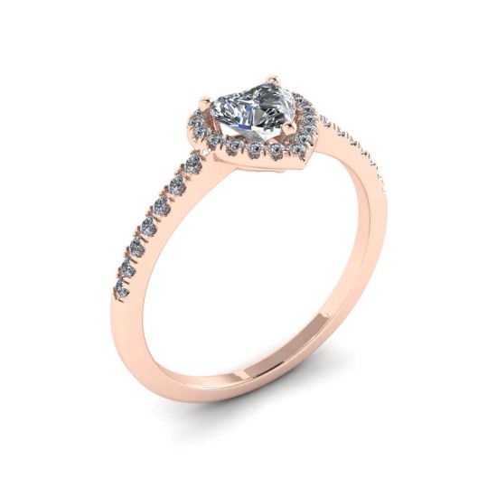 Herz-Diamant-Halo-Verlobungsring aus Roségold,  Bild vergrößern 4
