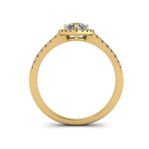 Herz-Diamant-Halo-Verlobungsring aus Gelbgold - Foto 1