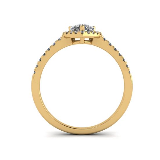 Herz-Diamant-Halo-Verlobungsring aus Gelbgold, More Image 0