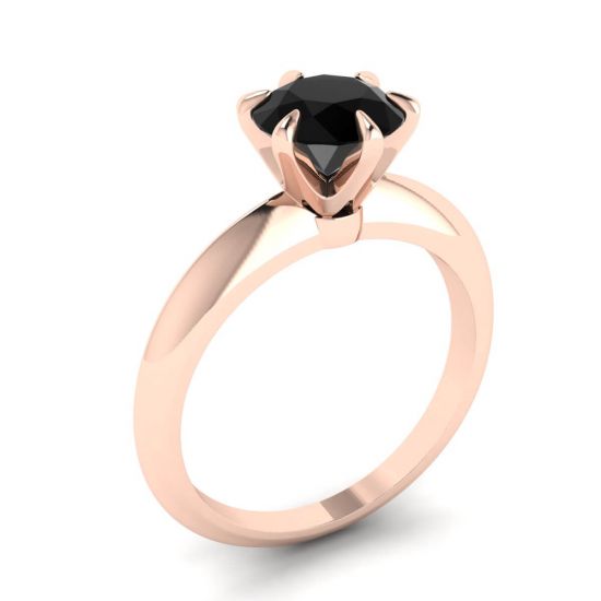 Verlobungsring Roségold 1 Karat Schwarzer Diamant 2980R,  Bild vergrößern 4