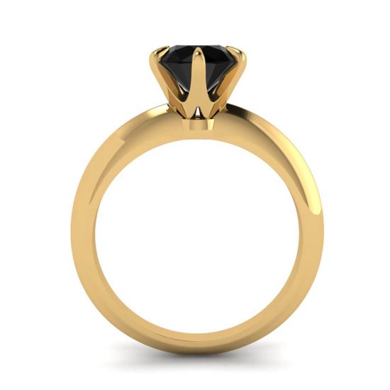 Verlobungsring Gelbgold 1 Karat schwarzer Diamant,  Bild vergrößern 2