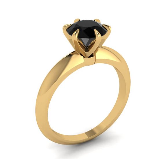 Verlobungsring Gelbgold 1 Karat schwarzer Diamant,  Bild vergrößern 4