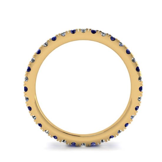 Riviera Pavé-Saphir- und Diamant-Eternity-Ring-Stil aus Gelbgold,  Bild vergrößern 2