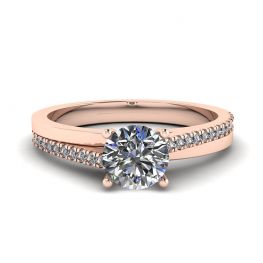 Asymmetrischer, seitlich gepflasterter Verlobungsring aus Roségold