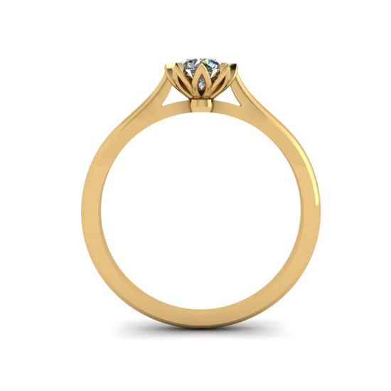 Lotus-Diamant-Verlobungsring aus Gelbgold, More Image 0