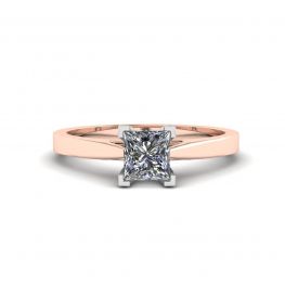 Quadratischer Diamantring aus Weiß- und Roségold