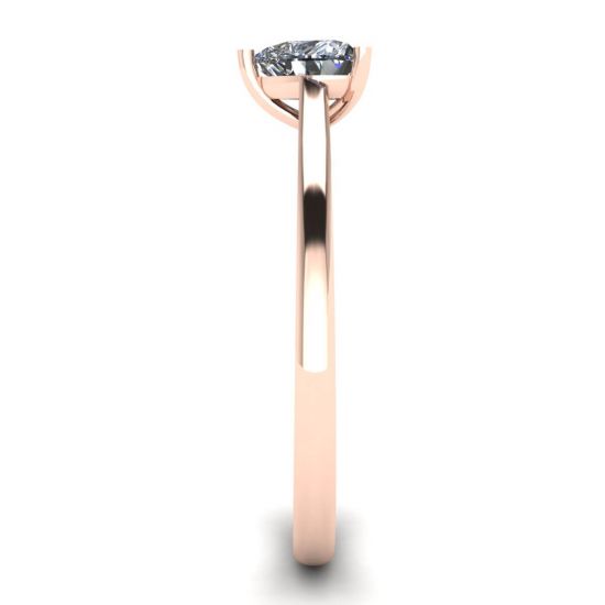 Einfacher flacher Ring mit Herzdiamant aus Roségold,  Bild vergrößern 3