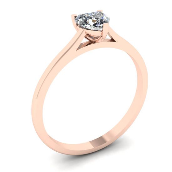 Einfacher flacher Ring mit Herzdiamant aus Roségold,  Bild vergrößern 4