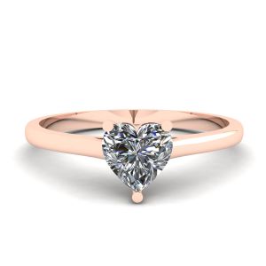 Einfacher flacher Ring mit Herzdiamant aus Roségold