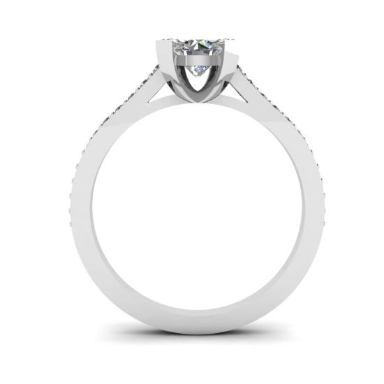Designer-Ring mit rundem Diamant und Pavé,  Bild vergrößern 2