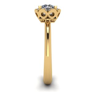 Spitzen-Blumenkissen-Diamantring aus Gelbgold - Foto 2