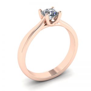 Ring mit gekreuzten Zinken und rundem Diamant aus 18-karätigem Roségold - Foto 3