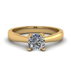 Ring mit gekreuzten Zinken und rundem Diamant aus 18-karätigem Gelbgold