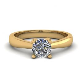 Ring mit gekreuzten Zinken und rundem Diamant aus 18-karätigem Gelbgold