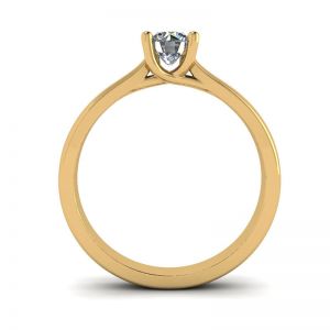 Ring mit gekreuzten Zinken und rundem Diamant aus 18-karätigem Gelbgold - Foto 1