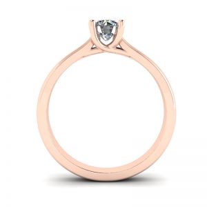 Ring mit gekreuzten Zinken und rundem Diamant aus 18-karätigem Roségold - Foto 1