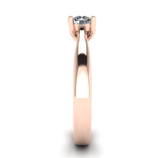 Ring mit gekreuzten Zinken und rundem Diamant aus 18-karätigem Roségold,  Bild vergrößern 3
