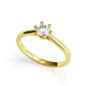 6-Krappen-Verlobungsring mit Kronendiamant aus Gelbgold - Foto 3