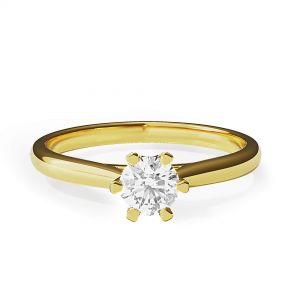 6-Krappen-Verlobungsring mit Kronendiamant aus Gelbgold