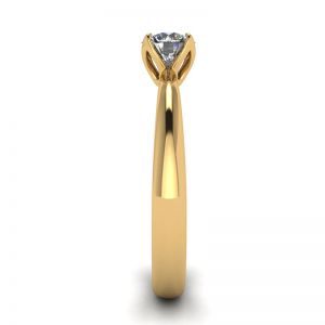 Blütenblatt-Fassungsring mit rundem Diamant aus 18 Karat Gelbgold - Foto 2