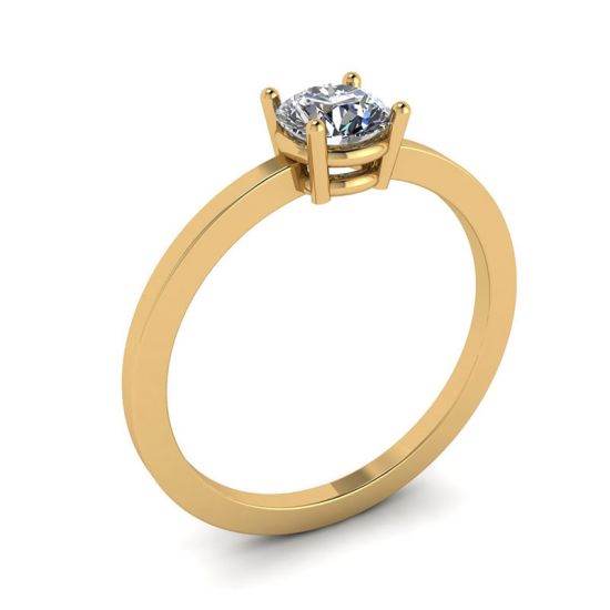 Einfacher Ring aus 18-karätigem Gelbgold mit rundem Diamant-Solitär,  Bild vergrößern 4