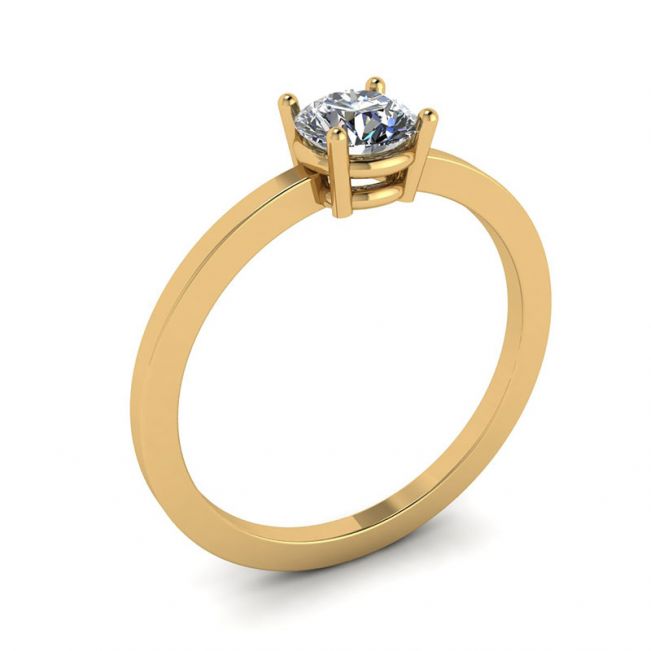 Einfacher Ring aus 18-karätigem Gelbgold mit rundem Diamant-Solitär - Foto 3
