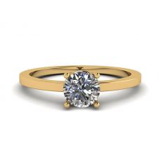 Einfacher Ring aus 18-karätigem Gelbgold mit rundem Diamant-Solitär